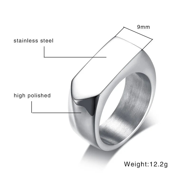Flat-Top' Ring for Men Stainless Steel Male Jewellery West Band Style Jewelry