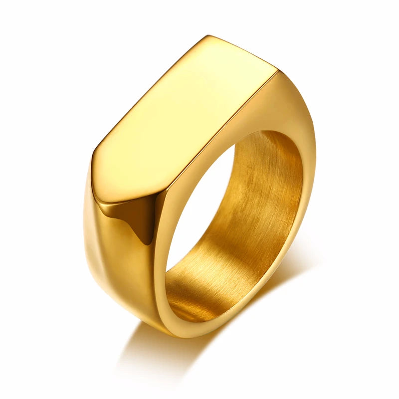 Flat-Top' Ring for Men Stainless Steel Male Jewellery West Band Style Jewelry