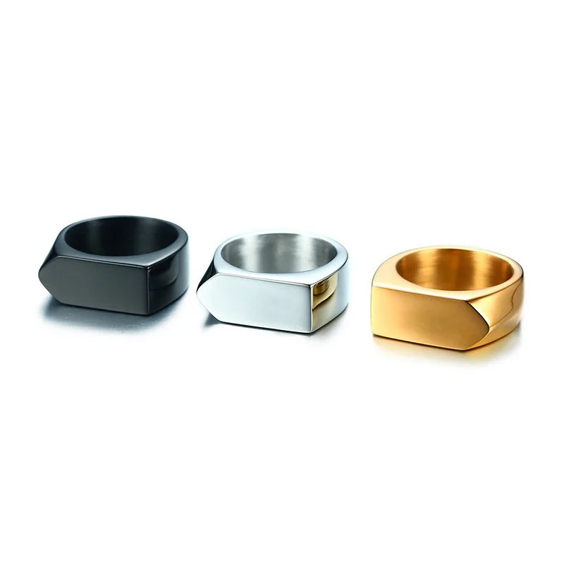 Flat-Top' Ring for Men Stainless Steel Male Jewellery West Band Style Jewelry