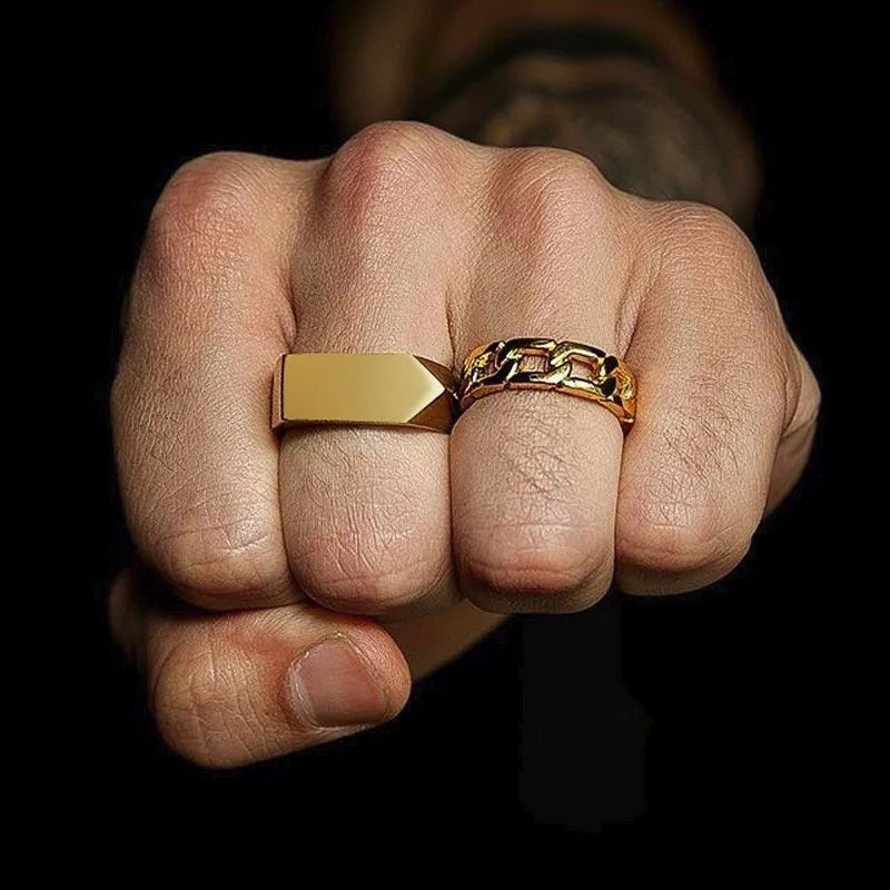 Flat-Top' Ring for Men Stainless Steel Male Jewellery West Band Style Jewelry