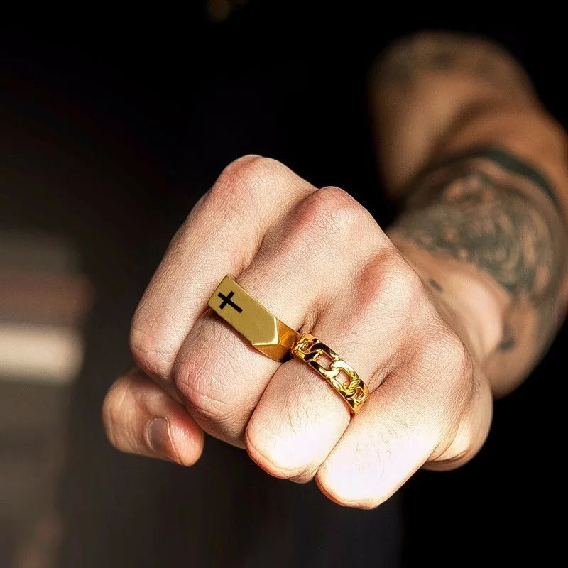 Flat-Top' Ring for Men Stainless Steel Male Jewellery West Band Style Jewelry